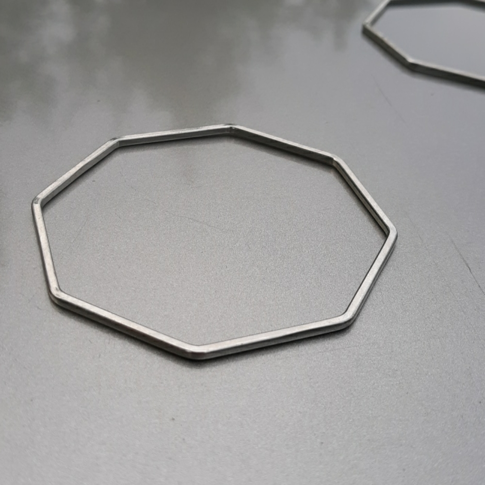 Two Hexagonal Silver Bangle Bracelets - image 2